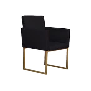 Poltrona Klara Para Sala E Recepção Base Dourada Suede Preto