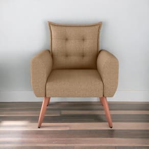 Poltrona Decorativa Para Sala Ravi Linho Areia