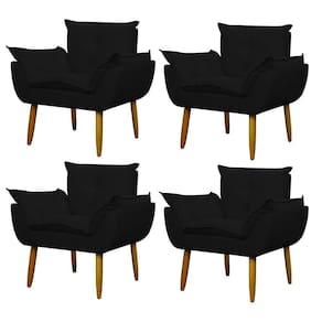 Kit 4 Poltronas Decorativa Sala E Quarto Opala Suede Herrero Cor:preto