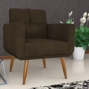 Poltrona Decorativa Para Sala Lilian Veludo Turkey Marrom