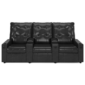 Poltrona Do Papai Reclinável Mallie 3 Lugares Baú Usb Fh9 Pu Preto Brilho - Mpozenato