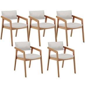 Kit 05 Cadeiras Para Sala De Jantar Estar Living Giorgia B04 Bouclê Cru