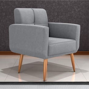 Poltrona Decorativa Para Sala Lages Boucle Cinza