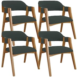 Kit 04 Cadeiras Para Sala De Jantar E Estar Living Estofada Suran L02 Suede Verde Musgo - Lyam