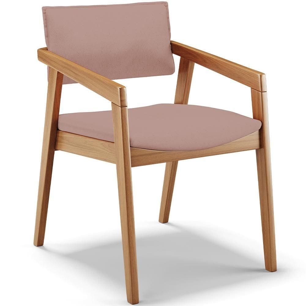 Cadeira Para Sala De Jantar Estar Living Giorgia B04 Linho Rosê - Lyam Decor