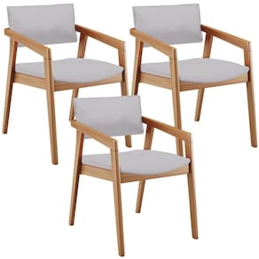Kit 03 Cadeiras Para Sala De Jantar Estar Living Giorgia B04 Linho Cinza