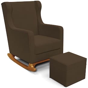 Poltrona De Amamentação Com Balanço E Puff Mavie L02 Suede Marrom - Lyam Decor