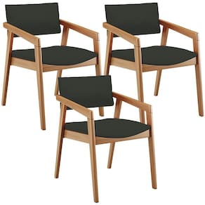Kit 03 Cadeiras Para Sala De Jantar Estar Living Giorgia B04 Linho Verde Musgo