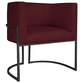 Poltrona Decorativa Luna Base De Ferro Preto Suede Cor Bordô