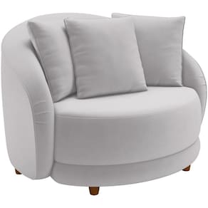 Poltrona Decorativa Base Fixa Pés Madeira Witta M03 Veludo Cinza - Lyam Decor