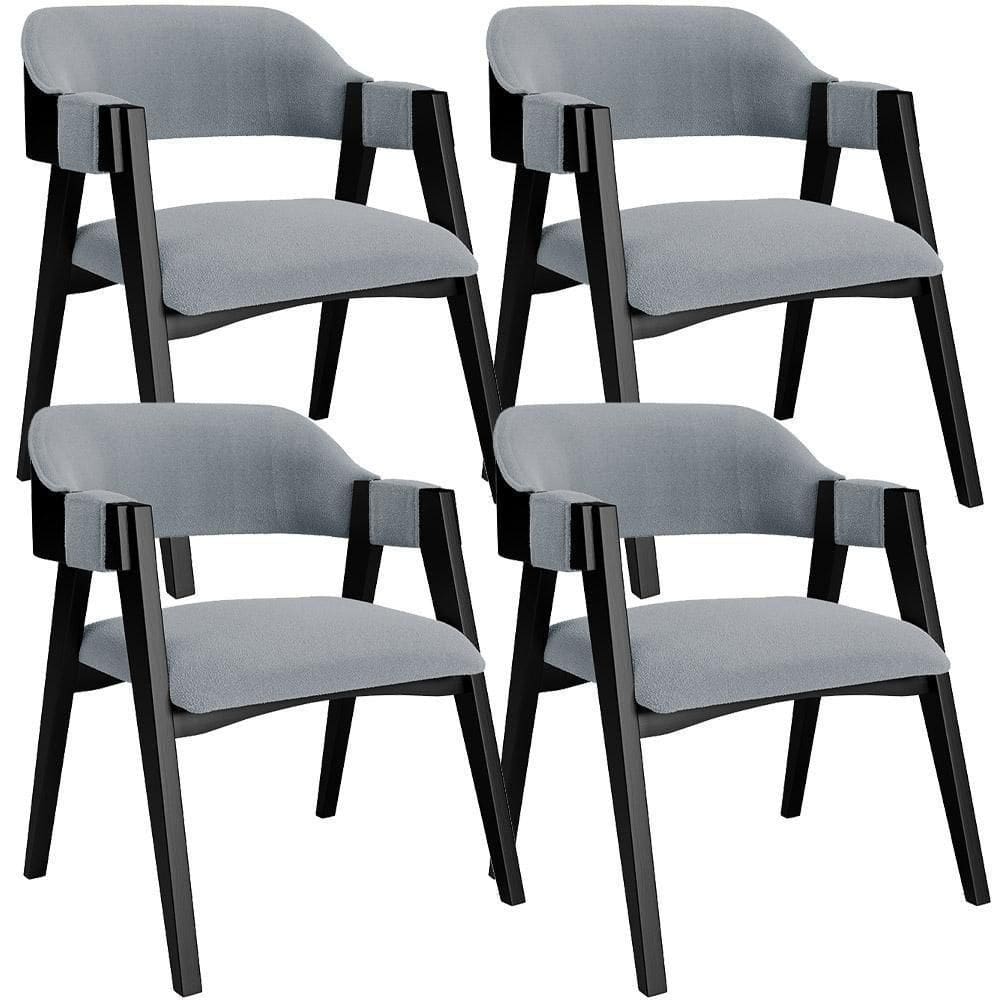 Kit 4 Cadeiras Sala De Jantar Estar Living Estofada Suran L02 Preto Bouclê Cinza - Lyam Decor