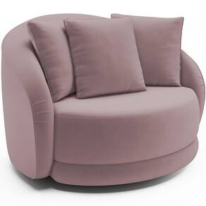 Poltrona Decorativa Base Giratória Witta M03 Veludo Rosê - Lyam Decor