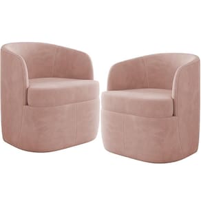 Kit 02 Poltronas Decorativa Giratória Para Sala De Estar Siena K01 Veludo Rosê - Lyam Decor
