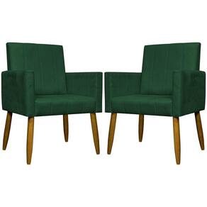 Kit 2 Poltronas Decorativas Mari Suede Pé Palito - Verde Suede