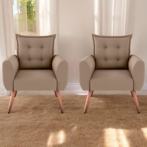 Jogo De Poltronas Decorativas Emma Suede Bege