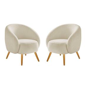 Kit 02 Poltronas Decorativas Sala De Estar Recepção Adj Decor Cor Bege