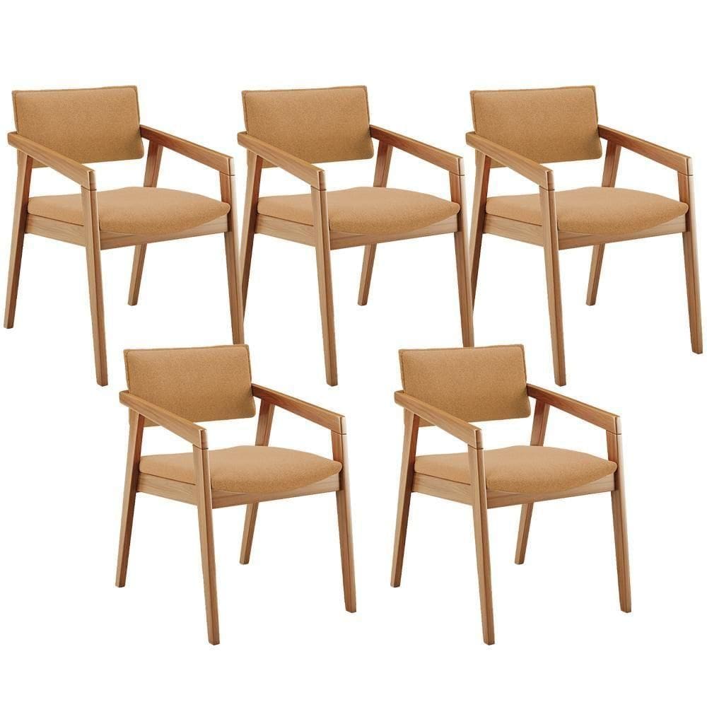 Kit 05 Cadeiras Para Sala De Jantar Estar Living Giorgia B04 Bouclê Mostarda