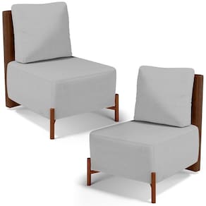 Kit 02 Poltronas Decorativas Sala De Estar Living Hungria L02 Couríssimo Marrom Linho Cinza - Lyam