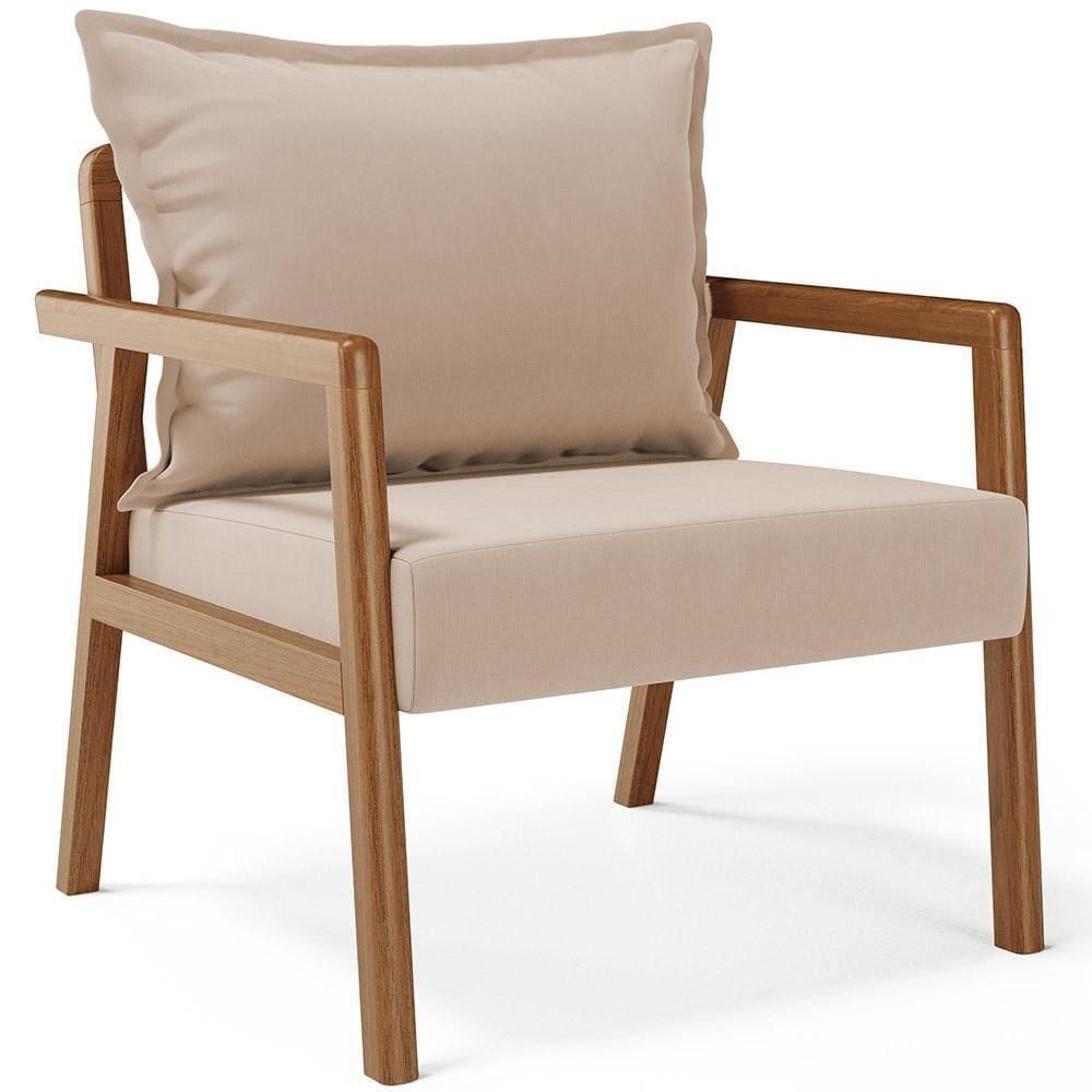 Poltrona Decorativa Para Sala De Estar E Living Alícia B04 Suede Bege