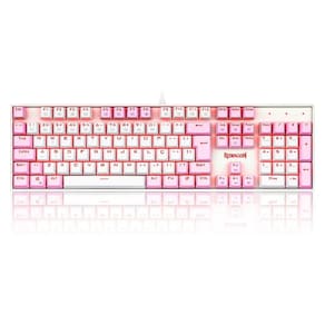 Teclado Mecânico Gamer Redragon Single Color Mitra, Switch Brown, ABNT2, Branco e Rosa