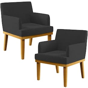 Kit 2 Poltronas Decorativas Sala De Estar E Recepção Base Mel Beatriz W01 Bouclê Preto - Lyam Decor