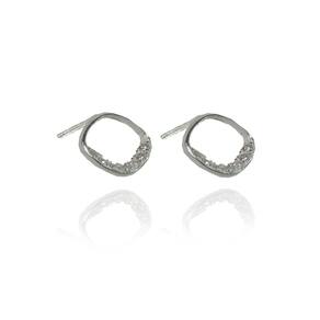 Brinco Losango Com Metade De Zircônia Em Prata 925
