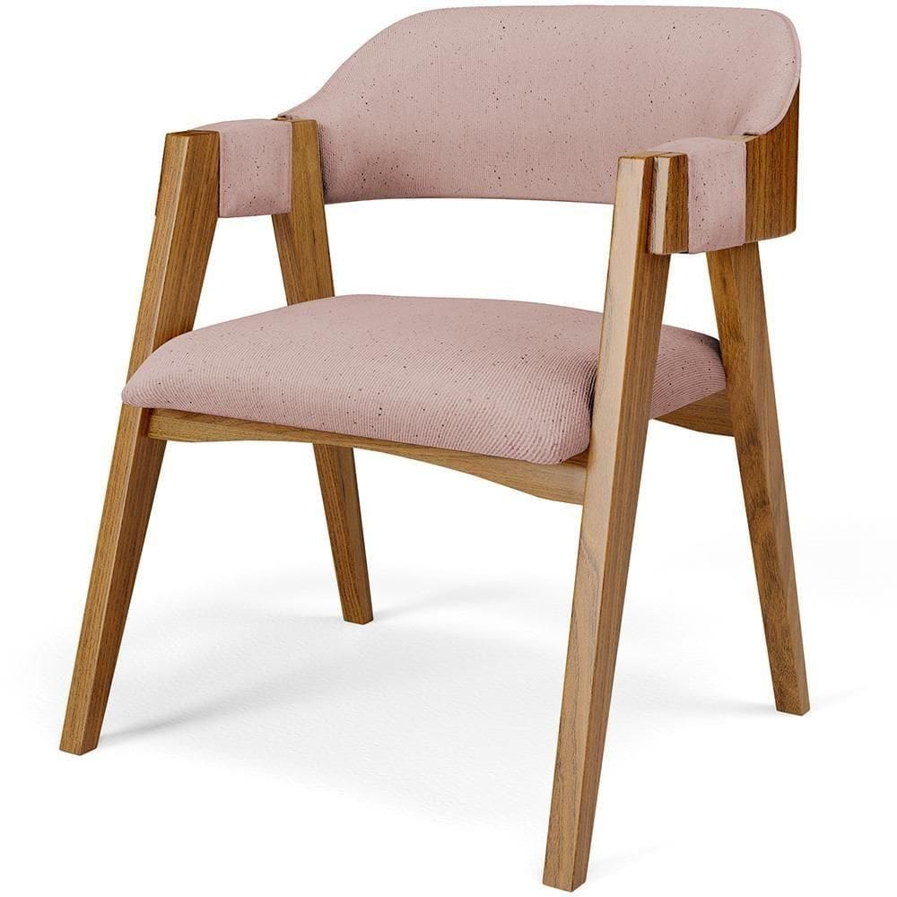 Cadeira Para Sala De Jantar E Estar Living Estofada Suran L02 Linho Rosê - Lyam