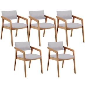 Kit 05 Cadeiras Para Sala De Jantar Estar Living Giorgia B04 Linho Cinza