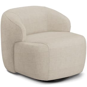 Poltrona Decorativa Orgânica Giratória Living Barolo L06 Linho Bege Escuro