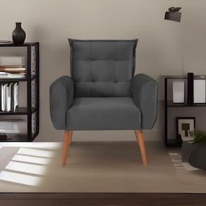 Poltrona Decorativa Para Sala De Estar Quarto E Escritorio Dakota Veludo Matrix - Chumbo Chumbo
