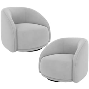Kit 02 Poltronas Decorativas Giratória Angelina M03 Veludo Cinza - Lyam Decor