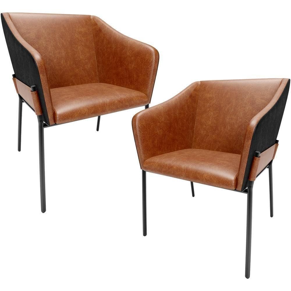Kit 2 Cadeiras Para Sala De Jantar Estar Living Olívia L02 Couríssimo Camel Preto - Lyam Decor