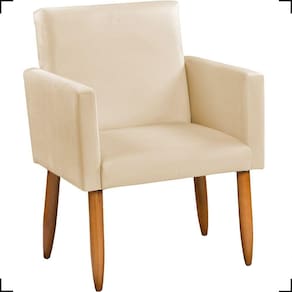 Poltrona Decorativa Para Sala Nina Suede Cores Pé Palito Castanho - Bege, Suede