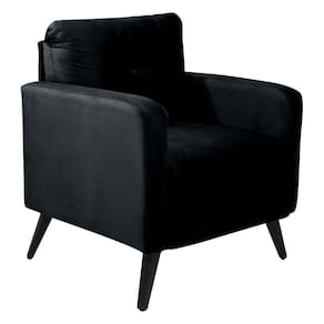 Poltrona Decorativa Sala Escritorio Bahamas Veludo - Preto Preto