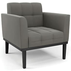 Poltrona Decorativa Base Madeira Preto Ana Suede Grafite