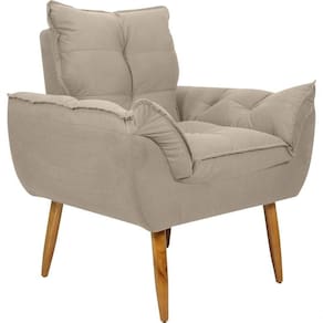 Poltrona Decorativa Tóquio 1 Lugar Suede Bege Matrix