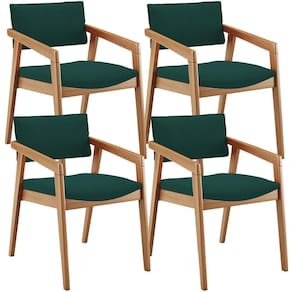 Kit 04 Cadeiras Para Sala De Jantar Estar Living Giorgia B04 Bouclê Verde