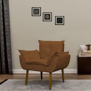 Poltrona Decorativa Para Sala E Quarto Opala Suede Herrero Cor:cobre