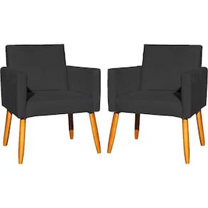 Kit 2 Poltronas Decorativa Para Sala Nina Suede Cores Pé Palito 30cm Castanho - Suede