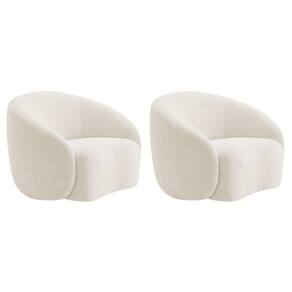 Kit 02 Poltronas Orgânica Luxo Recepção Amore Bouclé Adj Decor Bege