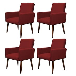 Kit 4 Poltronas Decorativa Sala E Quarto Nina Suede Herrero Cor:vermelho