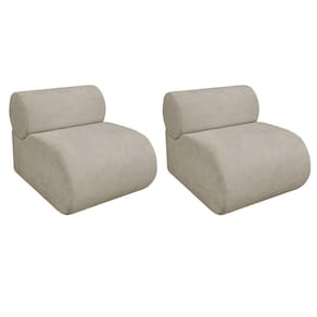 Kit 2 Poltronas Decorativas Orgânica Recepção Sala Virgínia Linho Adj Decor Bege