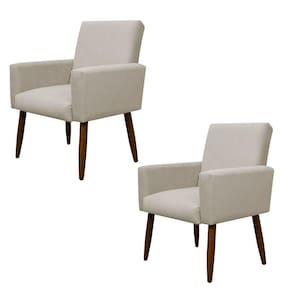 Kit 2 Poltronas Decorativa Sala E Quarto Nina Suede Herrero Cor:bege