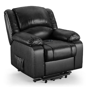 Poltrona Do Papai Reclinável Pietra Elevação Lift Elétrico Fh9 Pu Preto Brilho Mpozenato