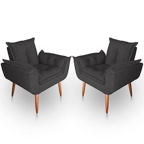 Kit 02 Poltrona Para Sala E Quarto Decorativa Opala Suede Cor Cinza