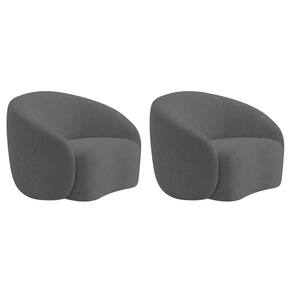 Kit 02 Poltronas Orgânica Luxo Recepção Amore Linho Cor Cinza Escuro