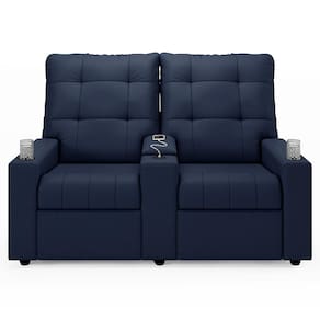 Poltrona Do Papai Reclinável Mallie 2 Lugares Baú Usb Fh9 Pu Azul - Mpozenato