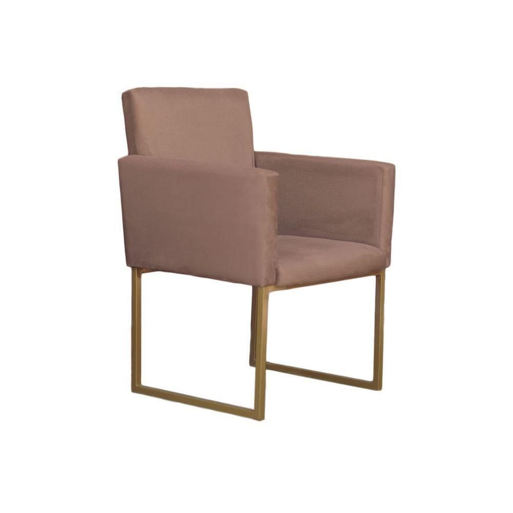 Poltrona Decorativa Klara Base Dourada Suede 01 Lugar Cappuccino
