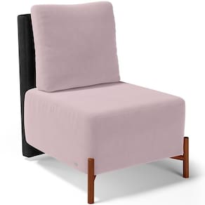 Poltrona Decorativa Sala De Estar Living Pés Madeira Hungria L02 Couríssimo Preto Suede Rosê