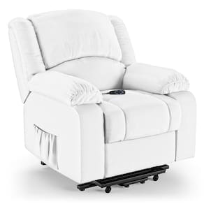 Poltrona Do Papai Reclinável Pietra Elevação Lift Elétrico Fh9 Pu Branco Mpozenato